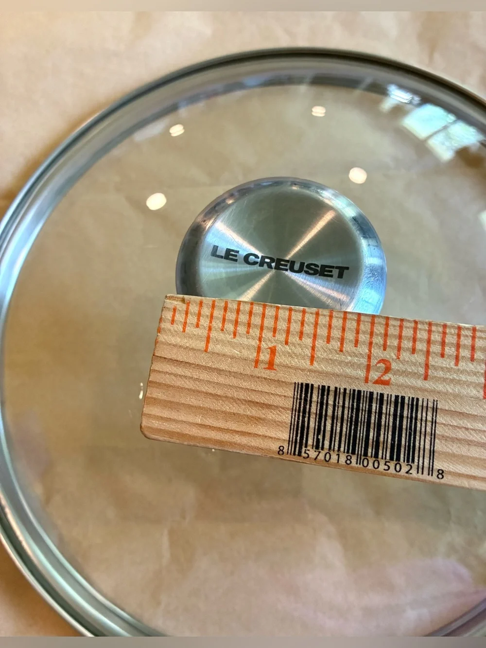 Le Creuset Replacement Tempered Glass Lid w/Brushed SS Knob; 9.5” Lid